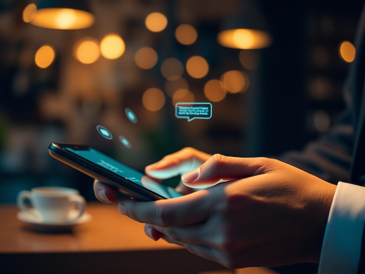 Professional consulting the Hi Networking AI coach on their phone